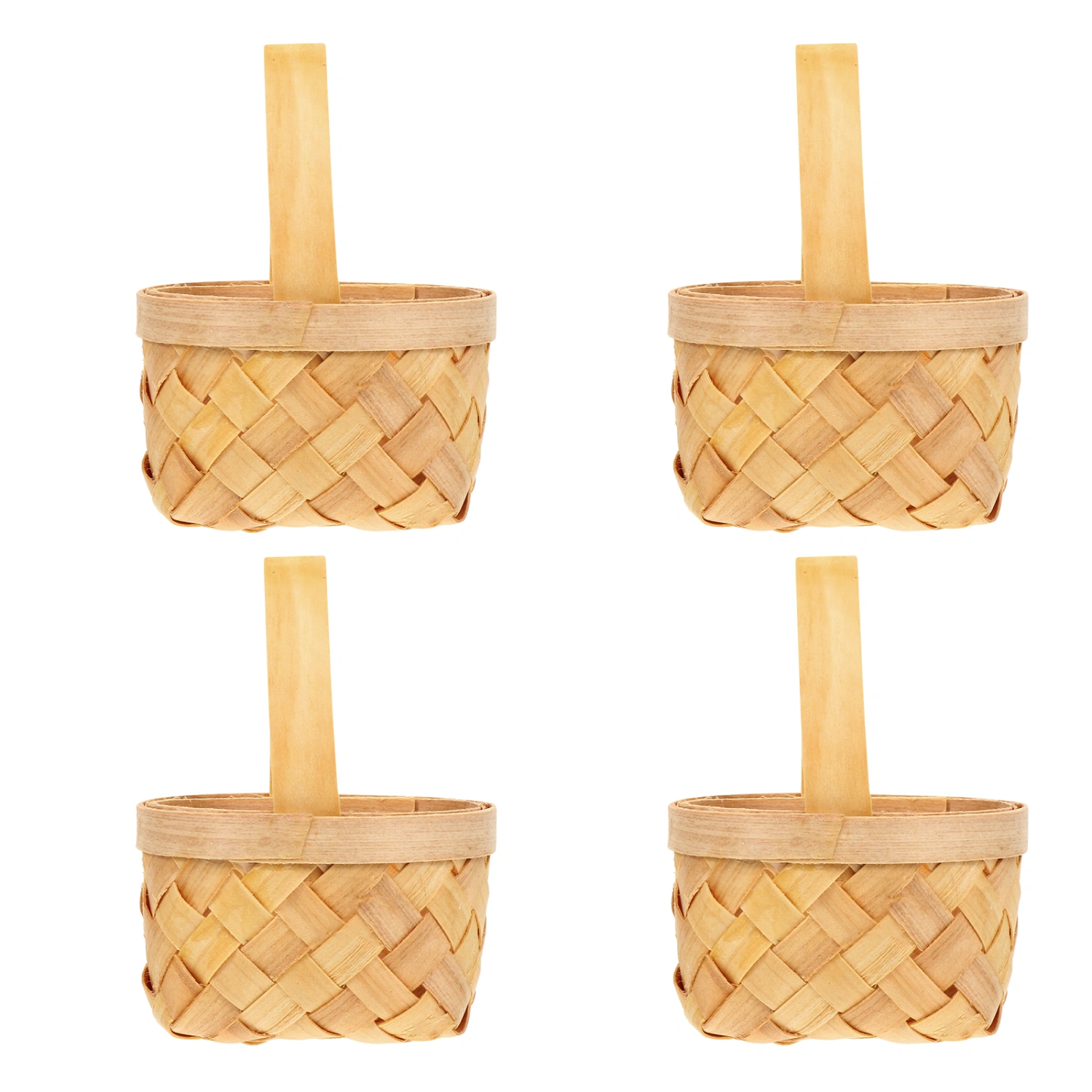 4pcs Simple Hand-woven Baskets Pretty Flower Baskets Practical Gift Baskets