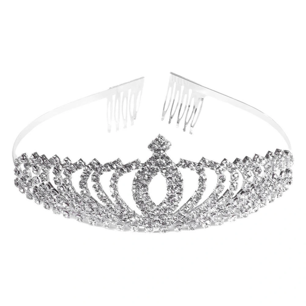 Bridal Tiara Crystal Rhinestone Wedding Crown for Wedding Engagement Headdress(Silver)