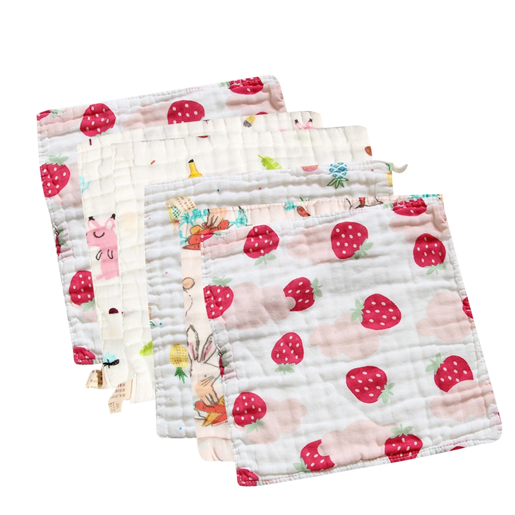 6 Pcs Baby Saliva Towel Baby Drool Bibs 6 Layer Gauze Pure Cotton Water Absorption Handkerchief (Random Pattern)