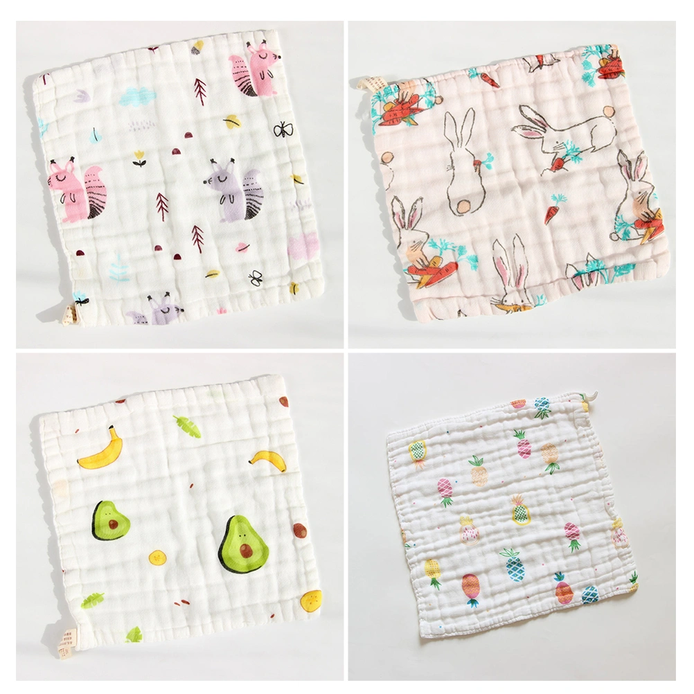 6 Pcs Baby Saliva Towel Baby Drool Bibs 6 Layer Gauze Pure Cotton Water Absorption Handkerchief (Random Pattern)
