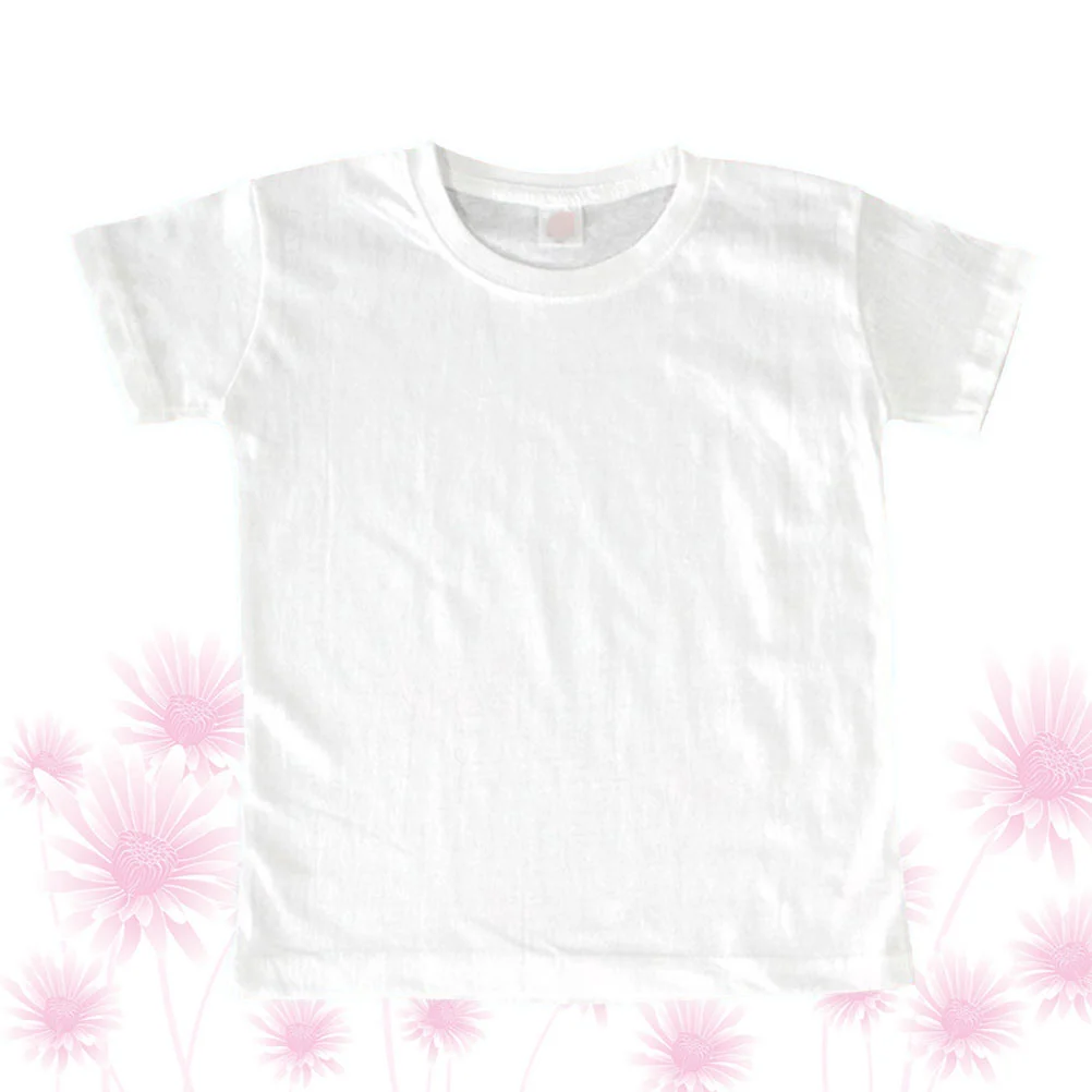 Simple Style Summer T-shirts Casual Blank White T-shirt Kindergarten DIY Graffiti Painting Costume Parent-children Art Craft Supplies (Size 12)