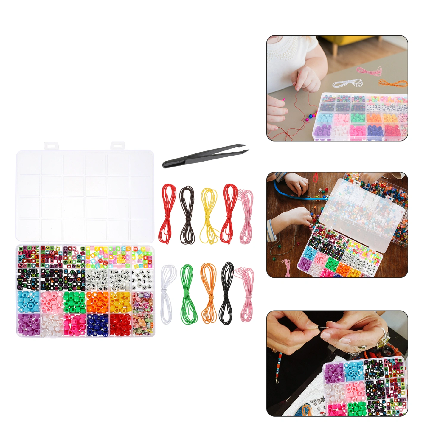 1 Set DIY Letter Beads Bucket Beads Bracelet Making Beads with Elastic Threads