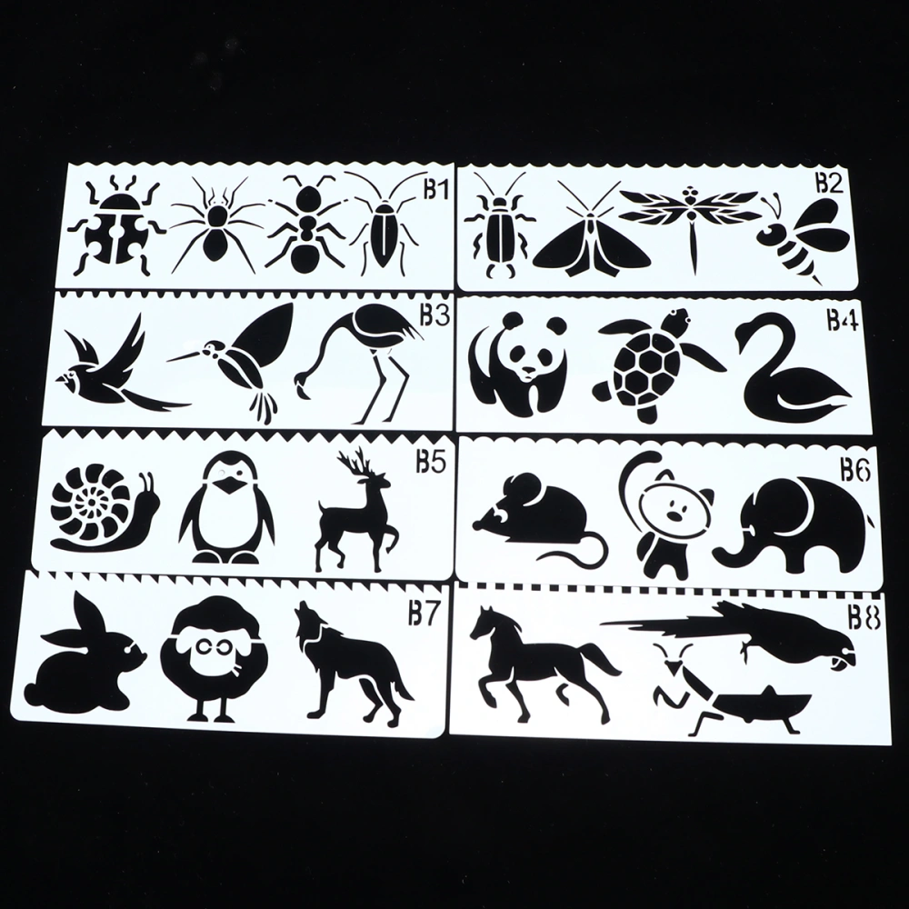 32pcs Sea Theme and Animals Painting Stencils Plastic Drawing Template DIY Hollow out Stencil