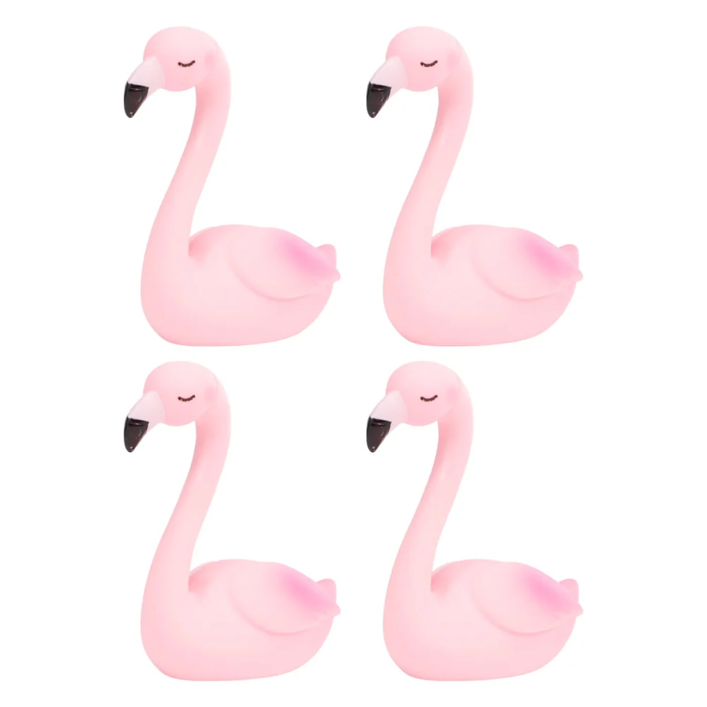 4pcs Adorable Flamingo Cake Decor Creative Glowing Flamingo Craft Fashion Cake Ornament (Closed Wings)