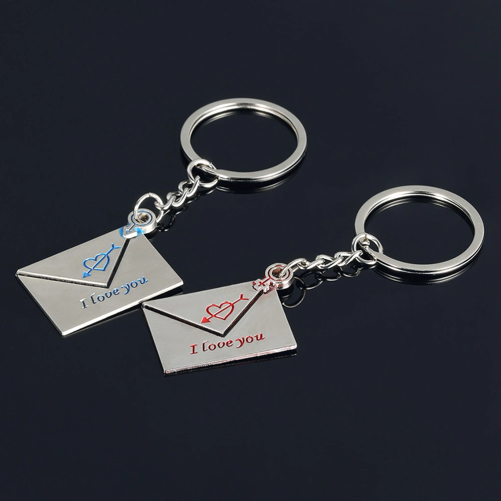 1 Pair of "I Love You" Couple Lovers Envelope Shaped Keychain Set Valentine's Day Love Gift