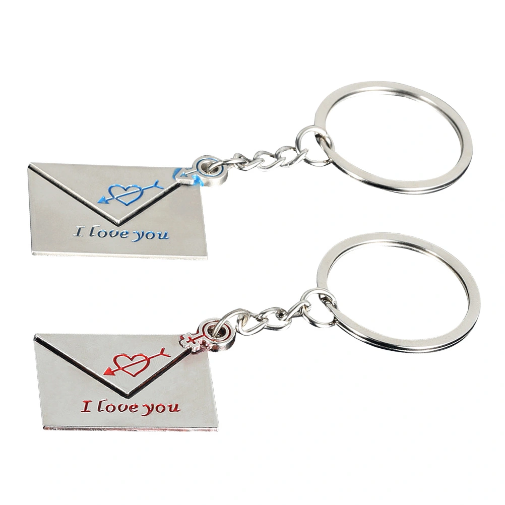 1 Pair of "I Love You" Couple Lovers Envelope Shaped Keychain Set Valentine's Day Love Gift