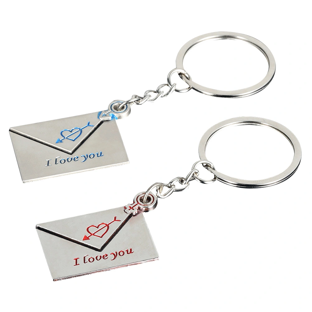1 Pair of "I Love You" Couple Lovers Envelope Shaped Keychain Set Valentine's Day Love Gift