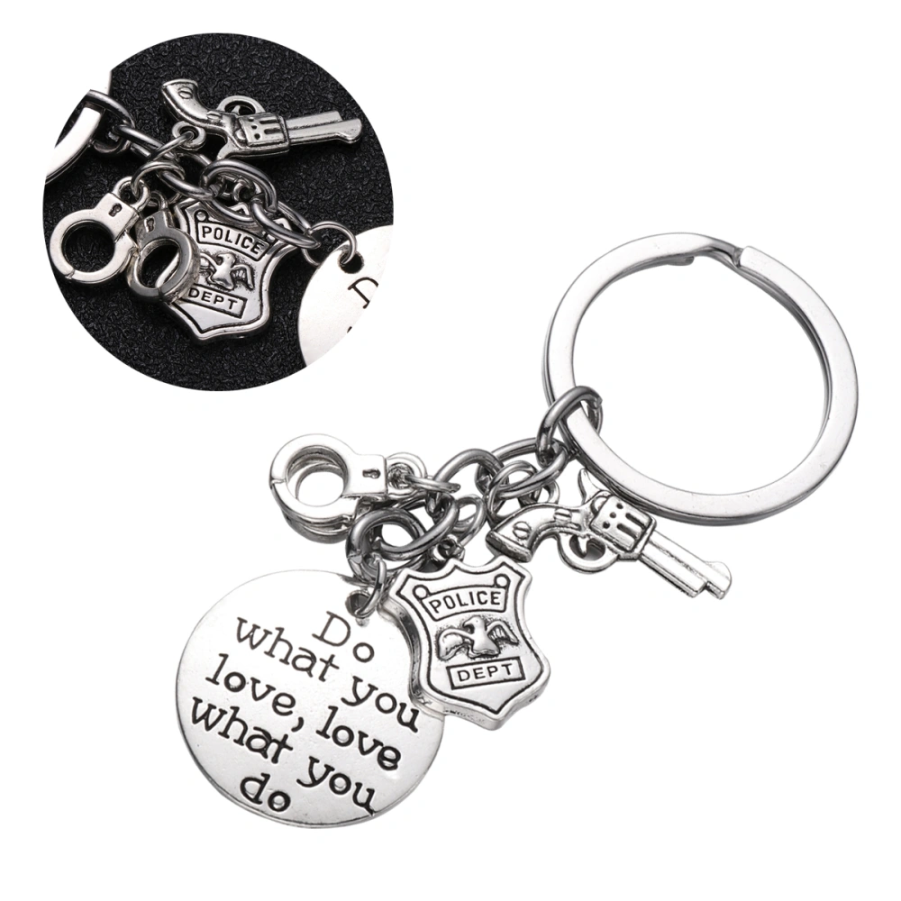 Handgun Handcuffs Keychains Police Badge Design Key Rings Pendant Key Holder Craft Ornaments Gift