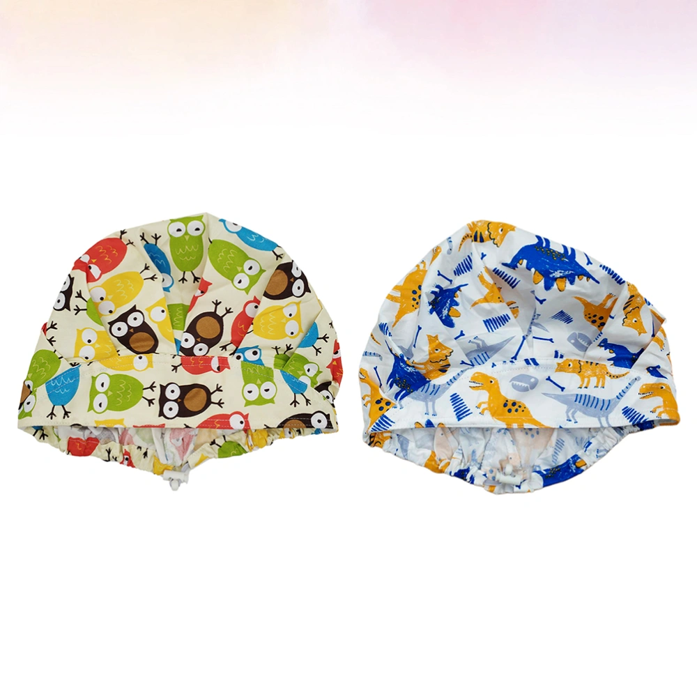 2pcs Dust Proof Nurse Cartoon Printed Doctor Cotton Working Hat (Dinosaur, Monkey)