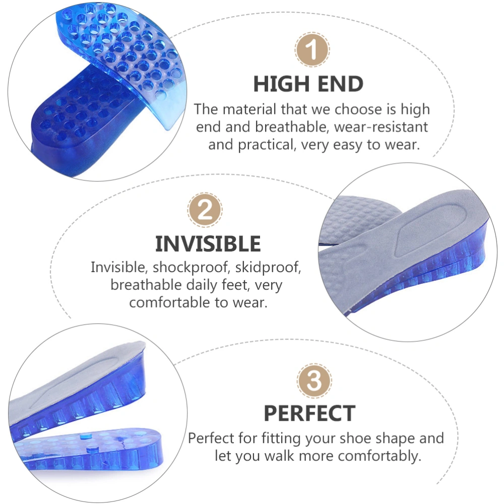 1 Pair Absorption Lift Insoles Detachable Stealth Heighten Insoles (Blue)