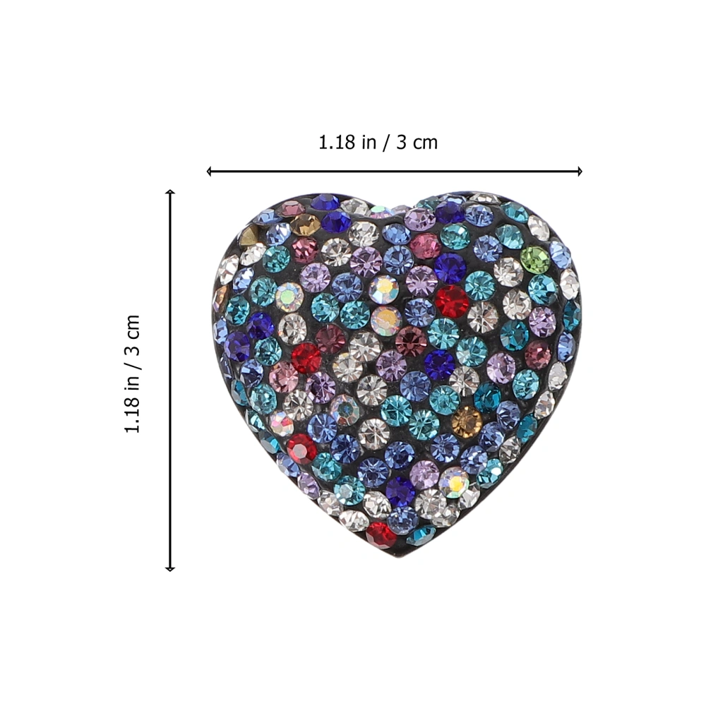 2PCS Fridge Magnet Sticker Heart Shape Rhinestone Stainless Steel Magnet Patch