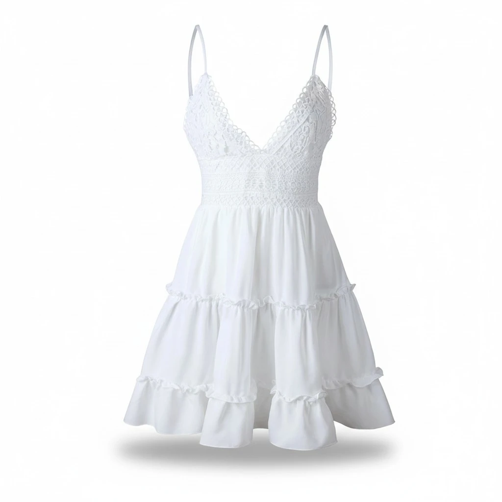V Neck Dress Stylish Party Decorative Costume Charming Beach Strapless Skirt