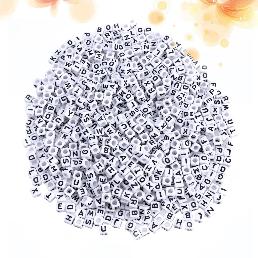 500 Pieces 6mm DIY Acrylic Alphabet Letter Cube Beads for Jewelry Making DIY Bracelets Children's Educational Toys Key Chains (White)