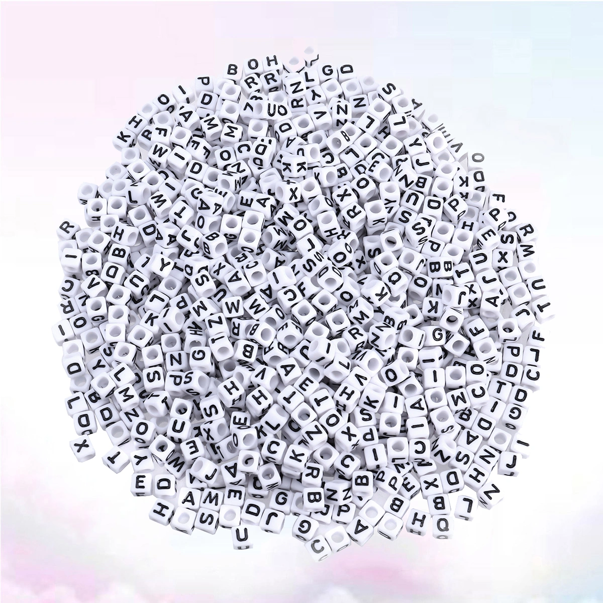 500 Pieces 6mm DIY Acrylic Alphabet Letter Cube Beads for Jewelry Making DIY Bracelets Children's Educational Toys Key Chains (White)