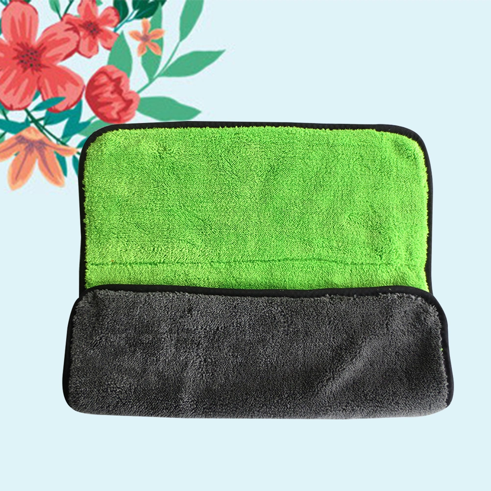 1pc Car Cleaning Towels Auto Car Washcloth Drying Cloth Polishing Duster 45 x 38cm (Green and Grey)
