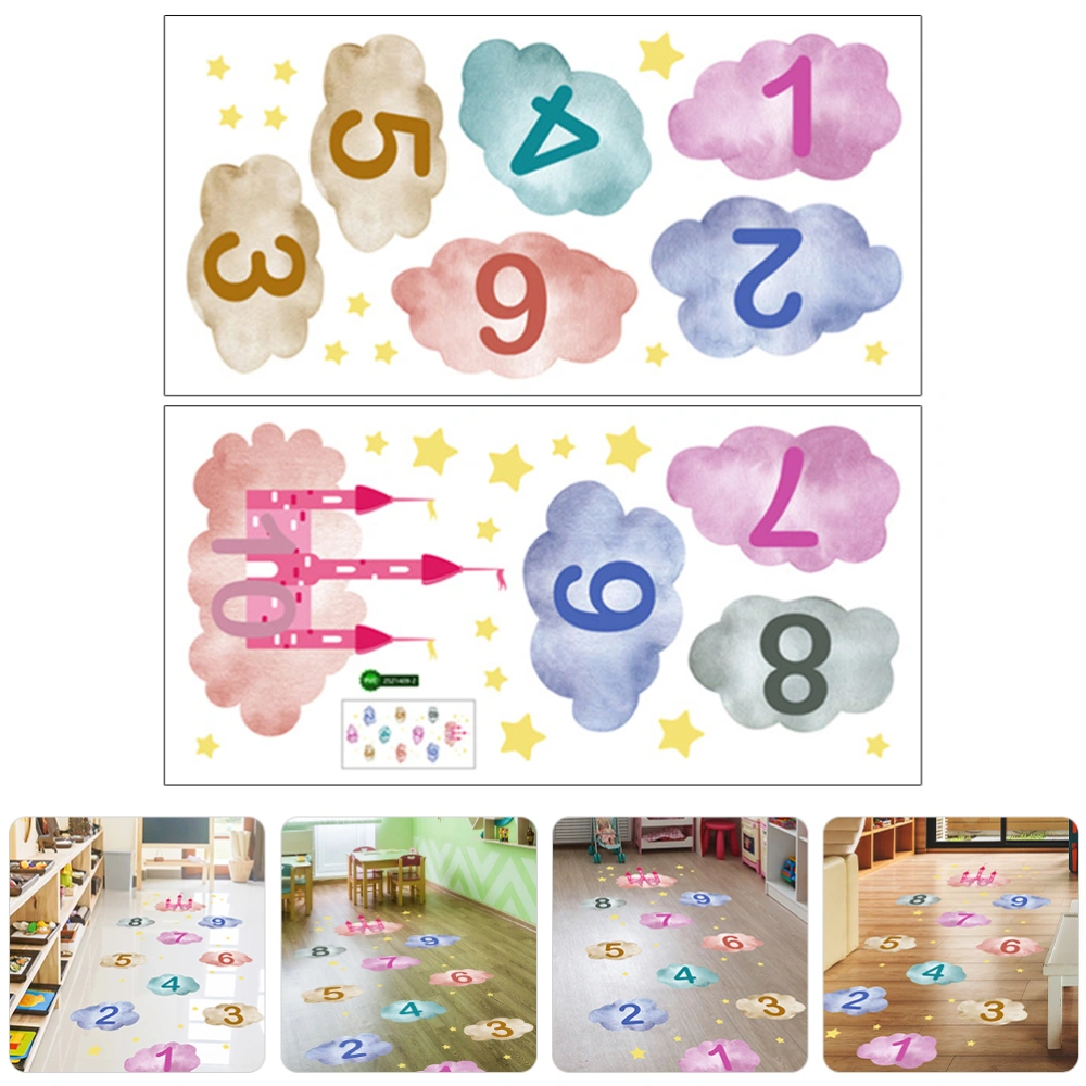 1 Set  Removable Floor Stickers Self-adhesive Floor Decals Kindergarten Cartoon Decals