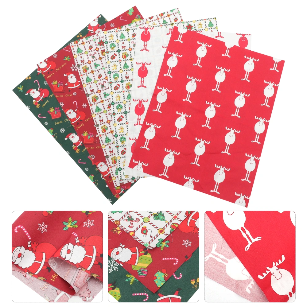 1 Set of 6Pcs Christmas Printing Multipurpose DIY Handcrafts Patchwork Cloth