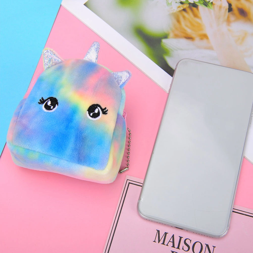 4Pcs Lovely Unicorn Change Storage Bags Plush Coin Purses Mini Animal Bags
