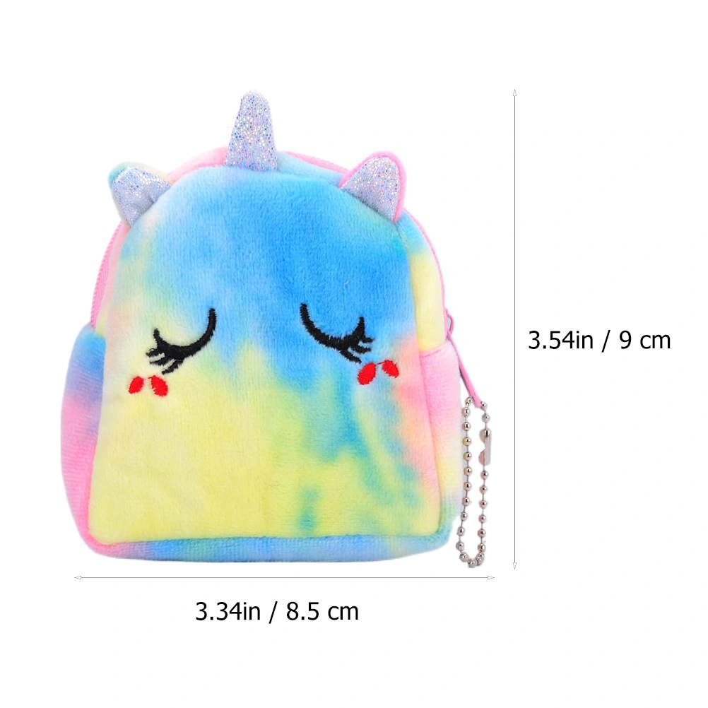 4Pcs Lovely Unicorn Change Storage Bags Plush Coin Purses Mini Animal Bags