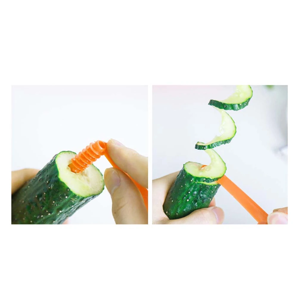 1 Pc Cucumber Carrot Spiral Cutter Rotary Slicer Shaving Kitchen Helper (Random Color)