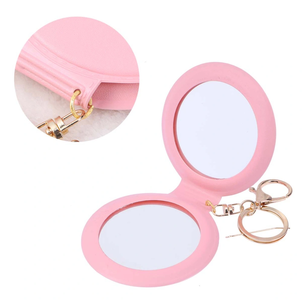 Mini Pocket Makeup Mirror Cosmetic Compact Mirrors Portable Double Sides PU Leather Frame Make up Mirror for Women (Pink)