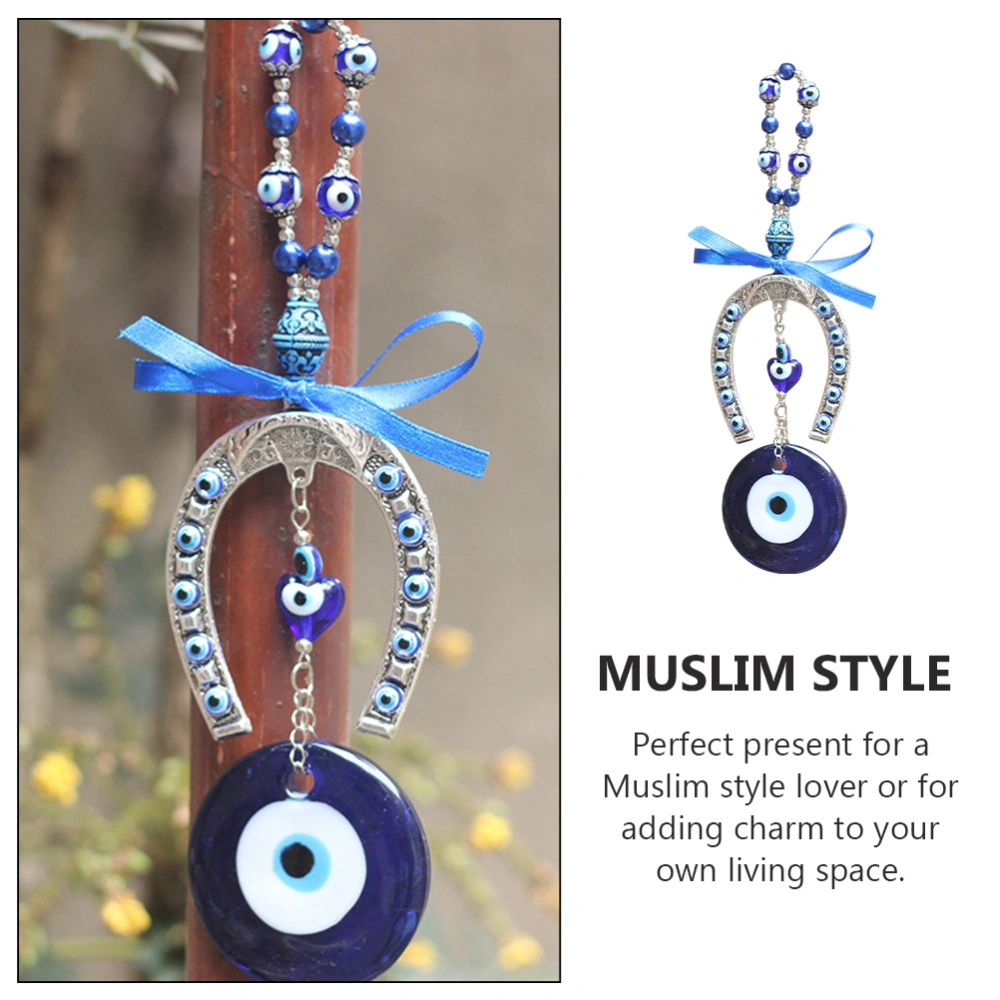 1Pc Evil Eyes Hanging Pendant Muslim Style Horseshoe Blue Eyes Hanging Decor