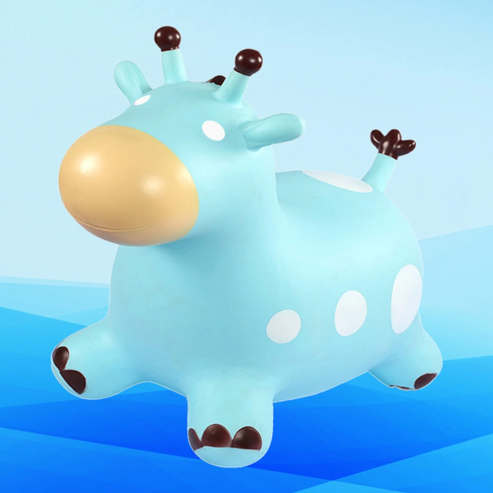 Inflatable Jumping Horse Enlarged Thickened Jumping Deer Outdoor Bouncing Mount Educational Toy for Kid With Air Pump (Sky-blue)