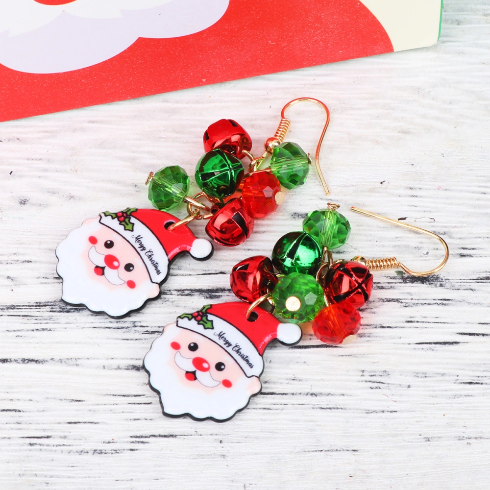 6pcs Christmas Decorative Earrings Bells Eardrop Metal Ear Jewelry Gift for Girls Women (Santa, Snowman, Tree)