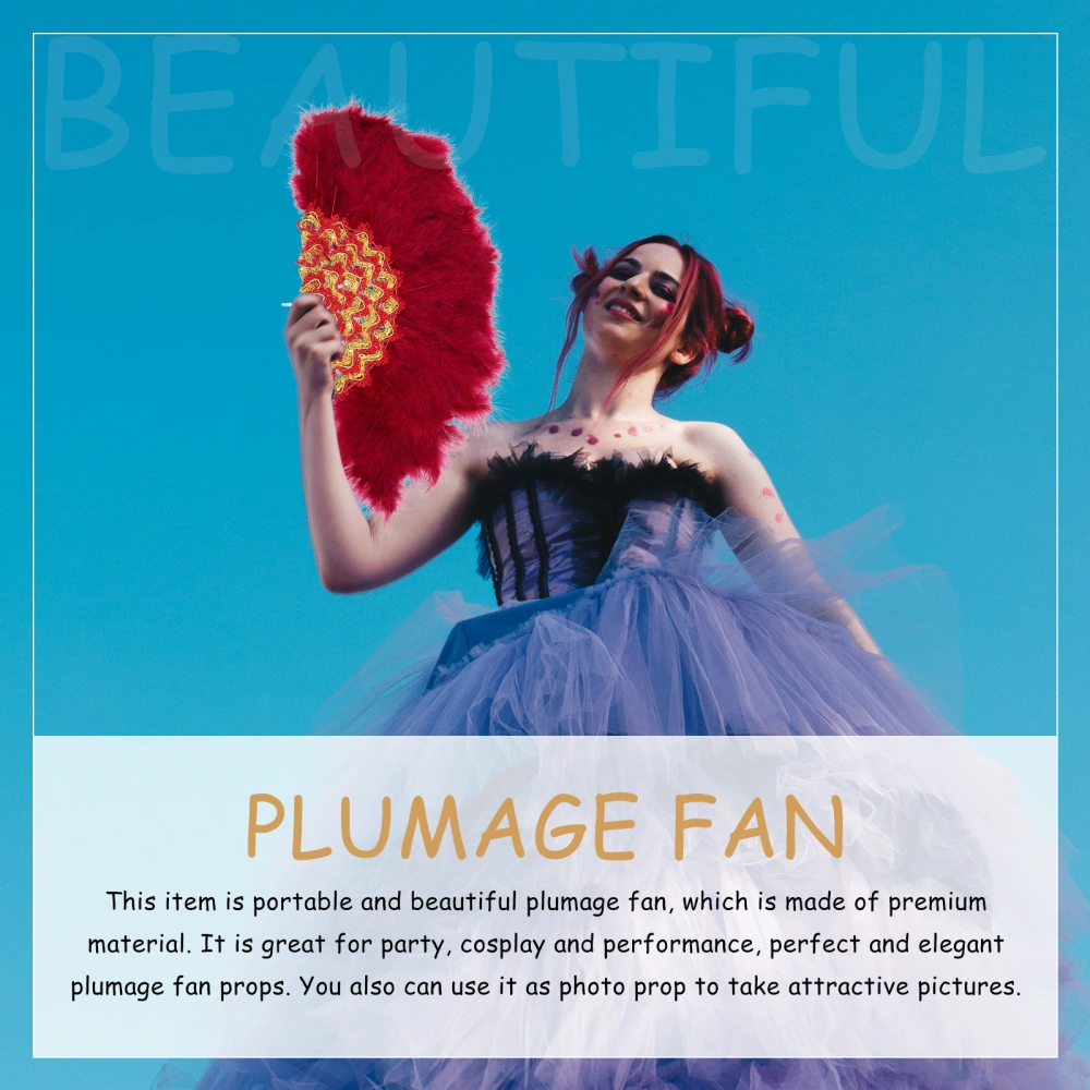 Bridal Plumage Fan Wedding Plumage Fan Women Handheld Fan Stage Show Fan