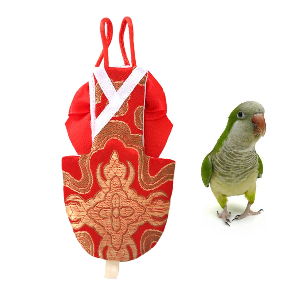 Pet Parrot Clothes Parrot Diaper Bird Pant Pet Flying Suit Pilot Clothing for Cockatiel Parakeet (Size XS, Red)