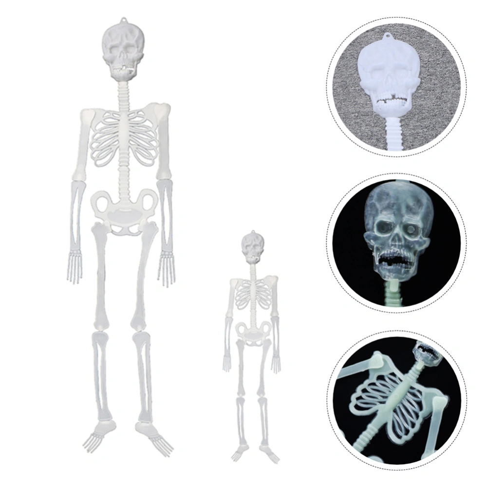 2Pcs 1 Bag Luminous Skeletons for Halloween (150cm, 30cm, 1Pc for Each, White)