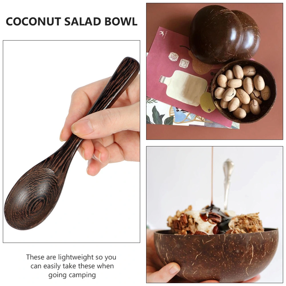 Coconut Bowl Coconut Cutlery Fruit Salad Bowl with Spoon (Assorted Color)