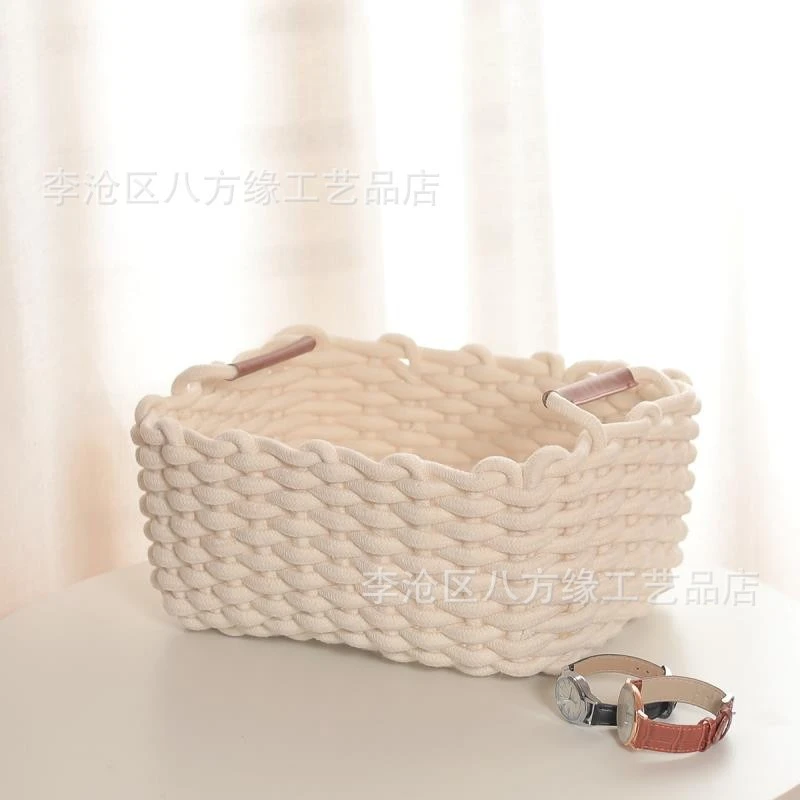 Cotton Rope Woven Basket Cosmetics Storage Basket Lipstick Snacks Organizing Basket