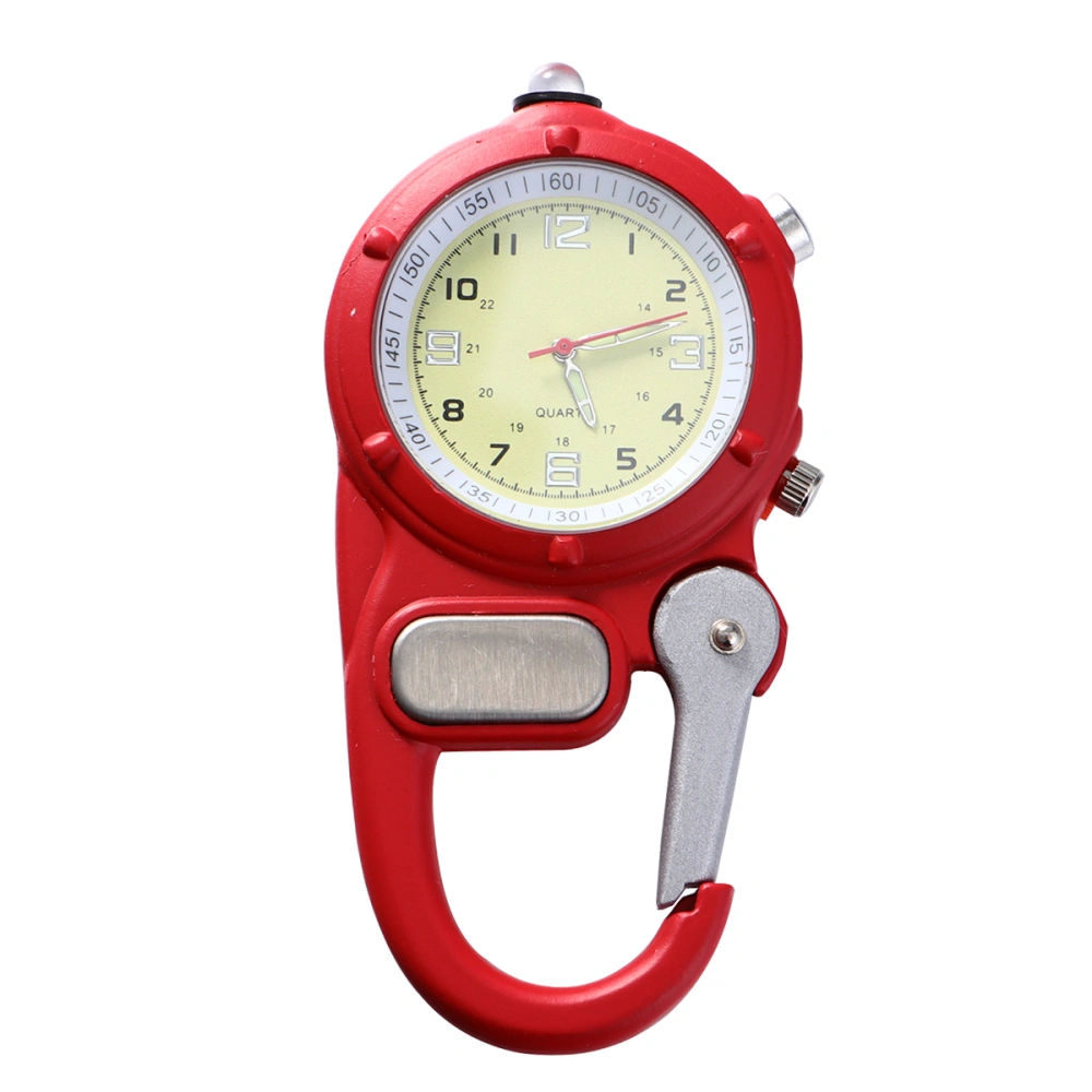 1PC Portable Quartz Watch Buckle Type Watch Outdoor Watch Mountaineering Climbing Watch with Light (Red)