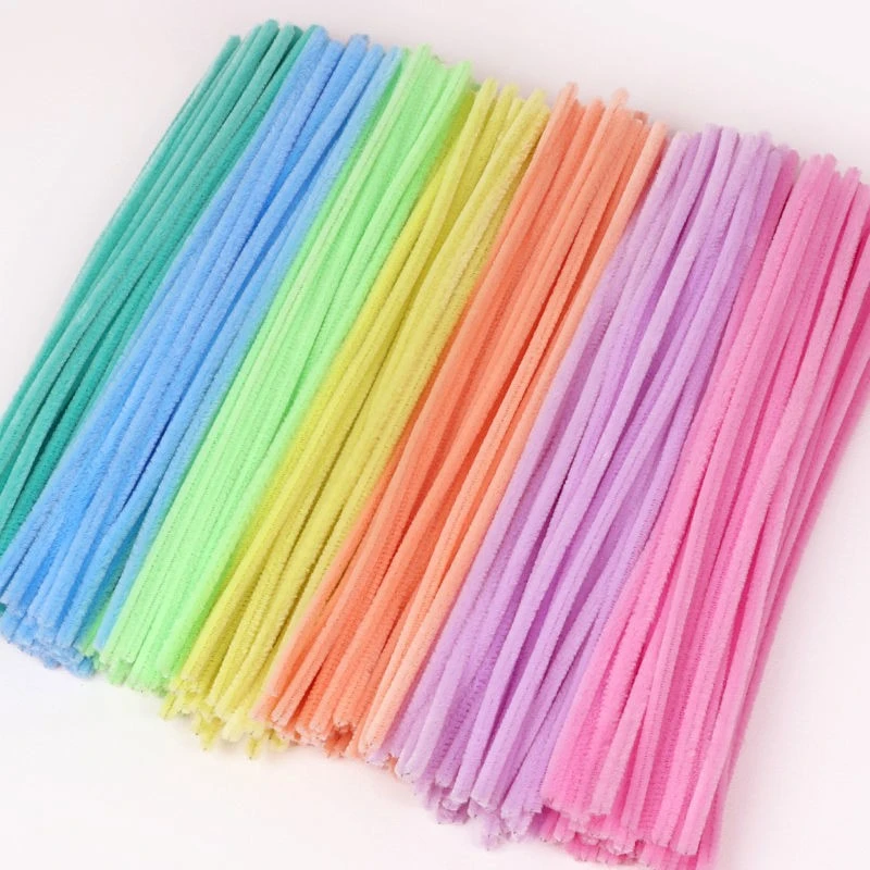 100pcs Handcraft Chenille Stem DIY Supply Twisted Plush Sticks Material Colored Twisting Sticks