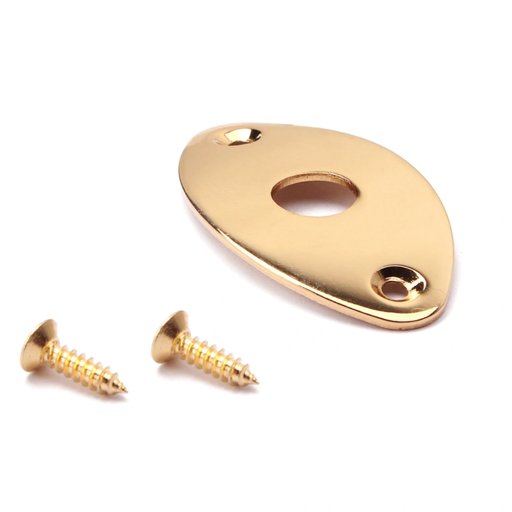 Oval Guitar Jack Plate Guitar Pickup Output Input Jack Socket Plate Metal Jack Plate With Screws for Electric Guitar Bass (Golden)