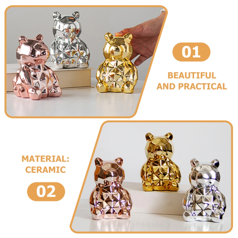 Ceramic Animal Statues Delicate Electroplate Bear Decorative Model Decors Ceramic Art Craft