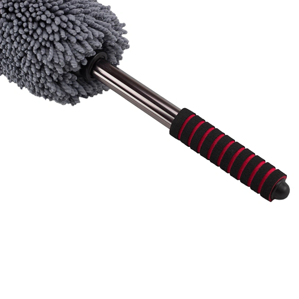 Telescopic Retractable Microfiber Car Wax Brush Multipurpose Car Duster Lint Free Pollen Removing (Grey)