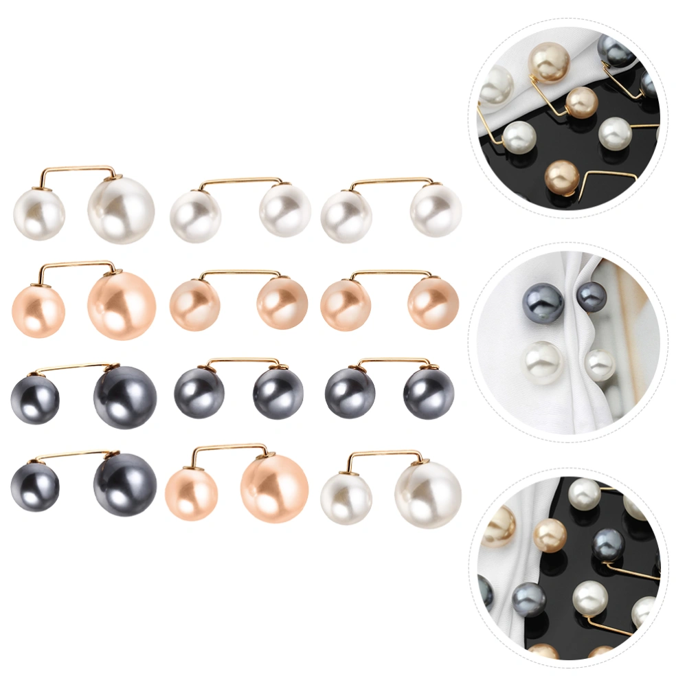 12PCS Women Safety Pearl Brooch Pin Multi-functional Brooch Pin(Random Style)