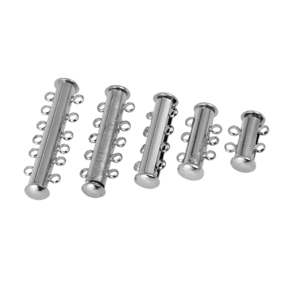 5PCS Silver Plated Multi Strand Slide Magnetic Tube Lock Clasp Connectors for Jewelry Necklace Bracelet Making Findings