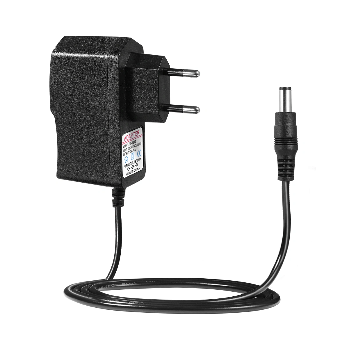 WINOMO 1PC 5.5mm x 2.1mm EU-plug DC 12V 1A AC Power Adapter Wall Charger Power Supply for CCTV Camera (Black)