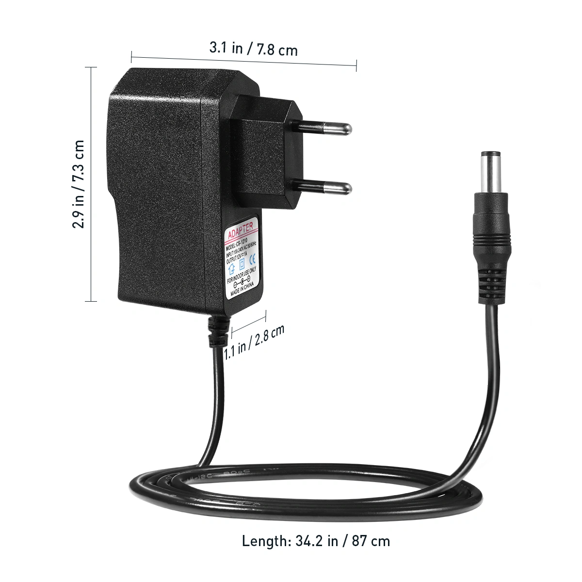 WINOMO 1PC 5.5mm x 2.1mm EU-plug DC 12V 1A AC Power Adapter Wall Charger Power Supply for CCTV Camera (Black)