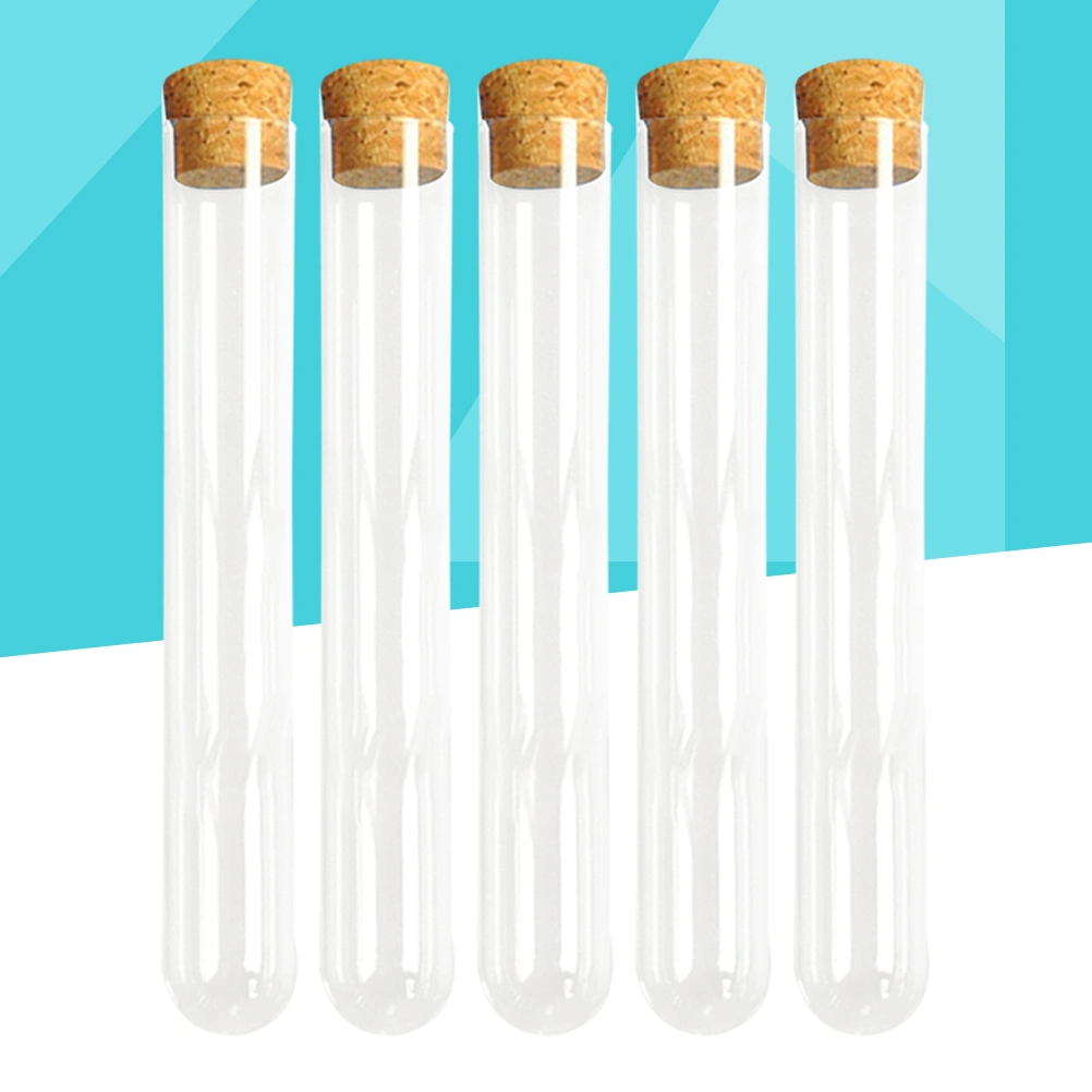 8 PCS Glass Clear Test Tubes with Cork Stoppers and Brush for Scientific Experiments Powder Liquid Storage 20x150mm