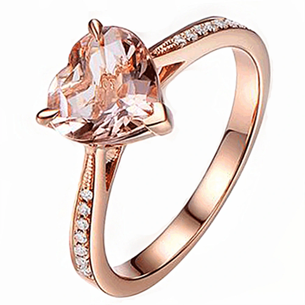 Heart Jewelry Rings Fashion Crystal Engagement Ring Wedding Ring for Women - Size 8 (Rose Gold)