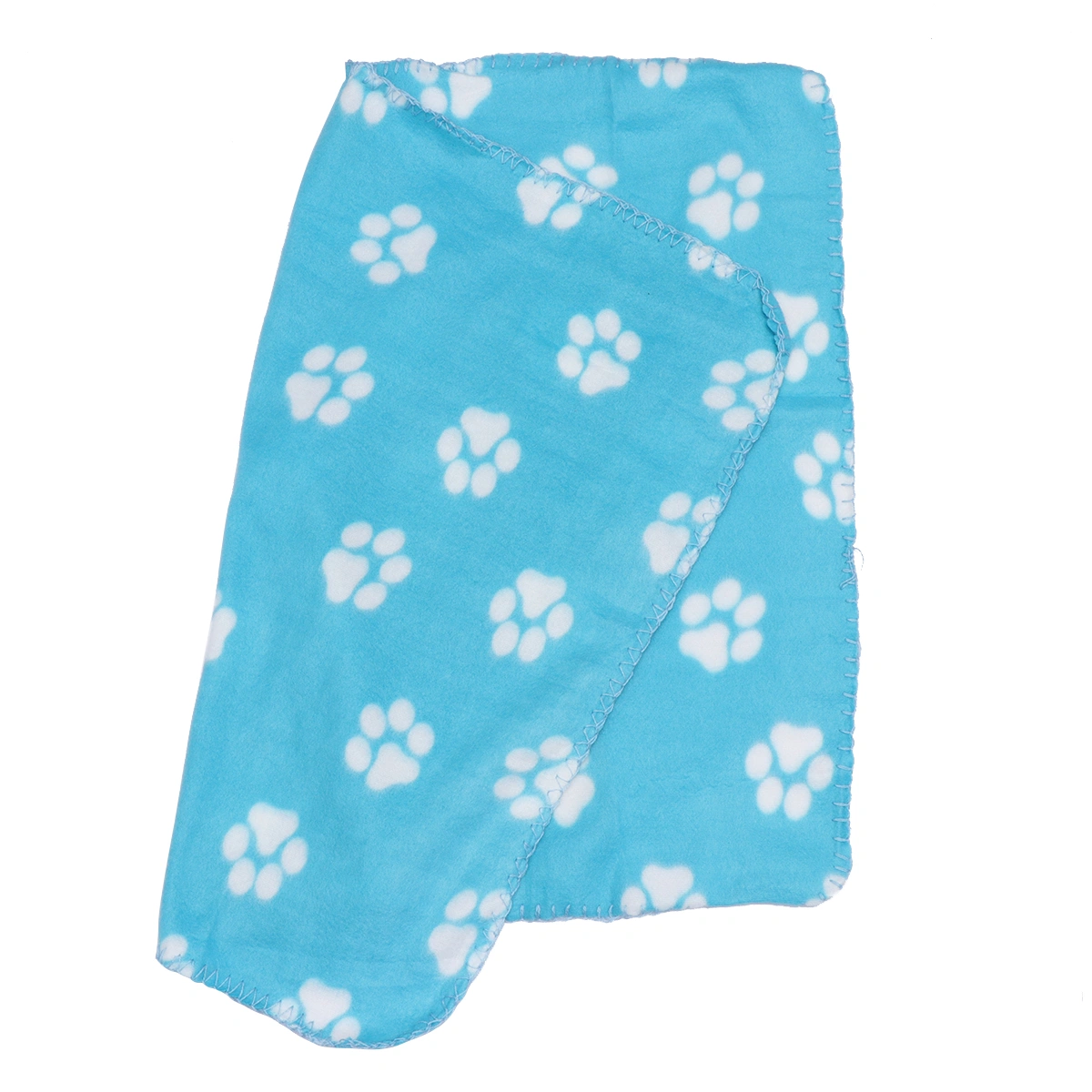 Pet Blanket for Dog Cat Animal Paw Double-sided Fleece Blankets All Year Round Puppy Kitten Bed Sleep Mat 60x70cm (Light Blue Background with White Paws)