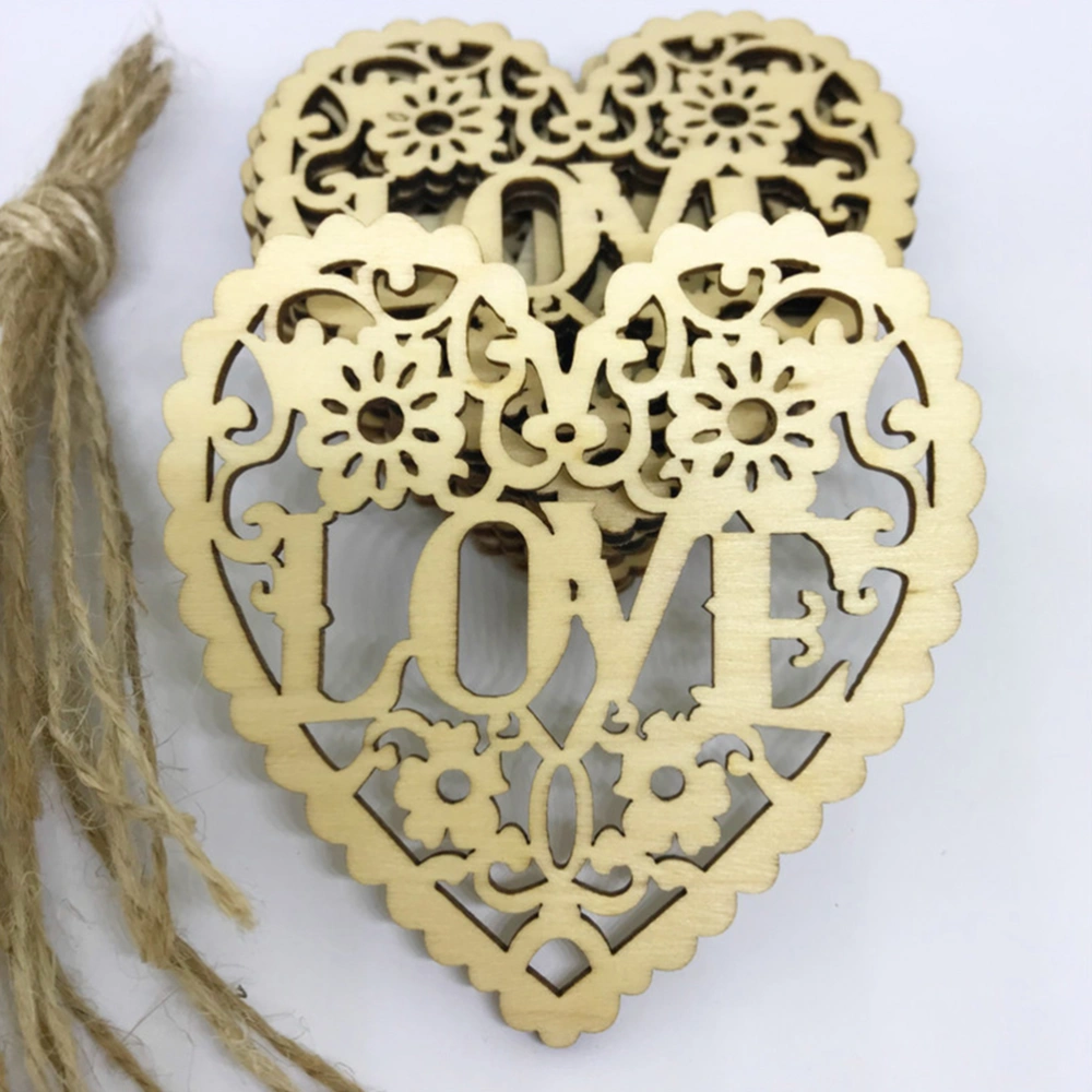 20 Pcs Heart Wooden Decoration Crafts Hanging Pendant Ornament Cutout Love Heart Slices Discs For Wedding Valentine's Day DIY