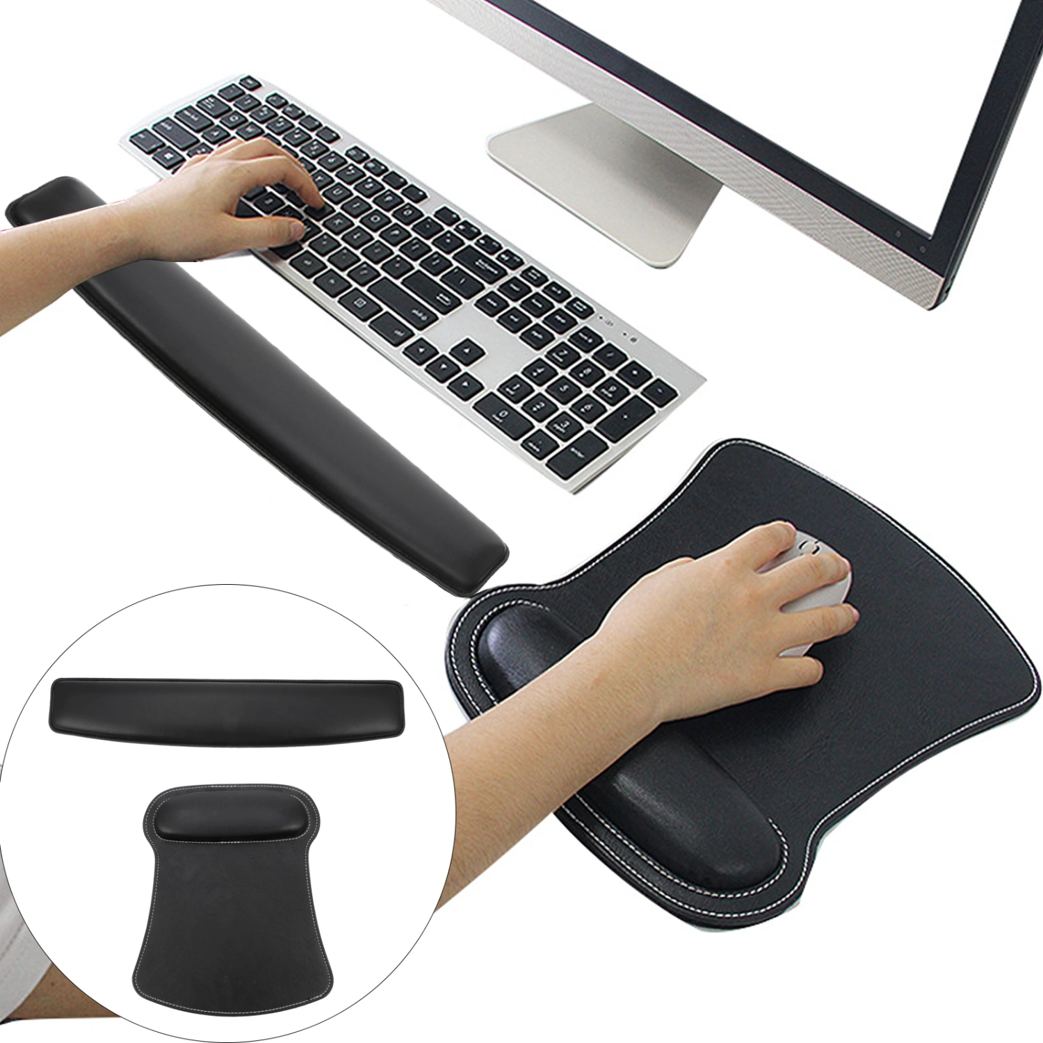 2pcs Mouse Pad Wrist Support Set Anti-Skid Sponge Wrist Rest Mouse Pad
