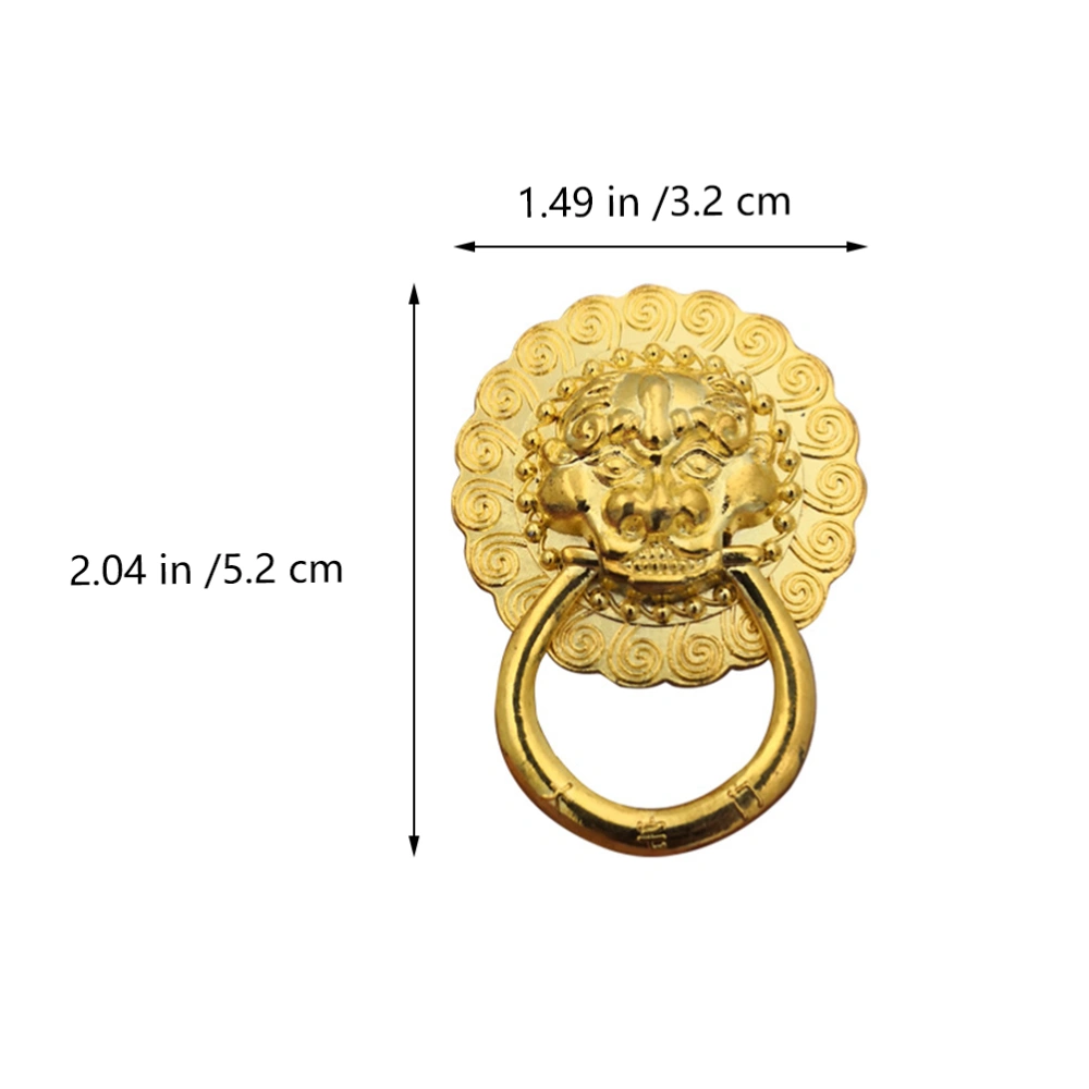 6Pcs Retro Lion Single Pull Ring Drawer Pull Handle Furniture Accessory Golden