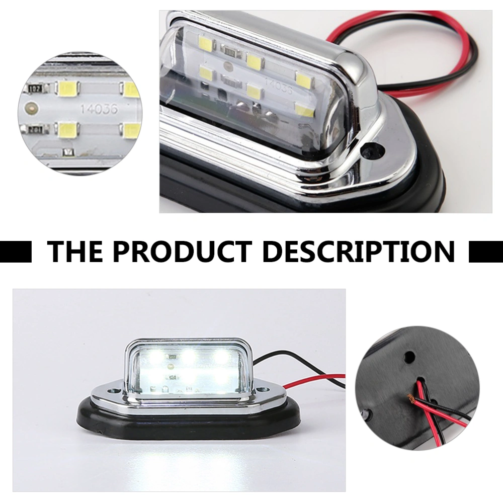 2pcs 6 LED License Plate Light Practical Car Side Light Bright Truck Side Light