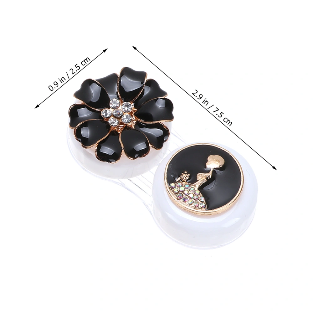 2 Pairs in 1 Set Floral Shape Eye Lense Cases Lens Holder Flower Design Storage Box Eye Care Container Kit for Home and Travel